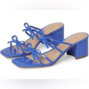 Bandolino Women's Margil Block Heel Bow Sandals blue size 8